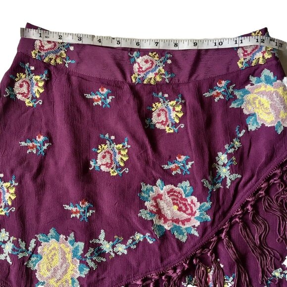 Urban Outfitters Harmony Fringe Purple Mini Skirt Size‎ Small - Picture 7 of 8
